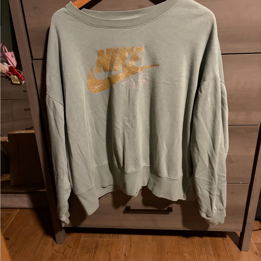 Nike Green and Gold Women's Sweater